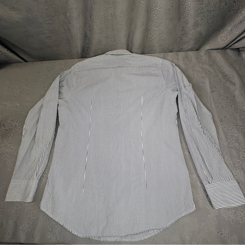 Boggi Milano Custom Fit Blue Striped Long Sleeve Button Up Dress Shirt 44” Chest - Picture 9 of 11